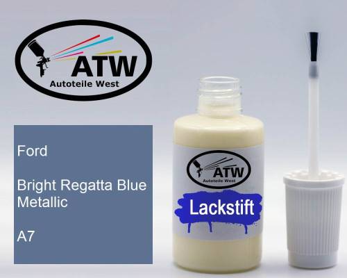 Ford, Bright Regatta Blue Metallic, A7: 20ml Lackstift, von ATW Autoteile West.